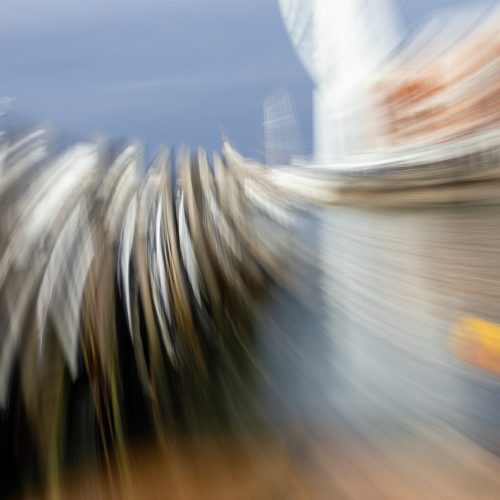A blur of the Spinnaker Tower using intentional camera movement